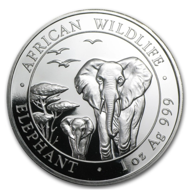 2015 Somali African Elephant .999 Fine Silver 1 oz Coin *** COIN MAYBE TONED ***