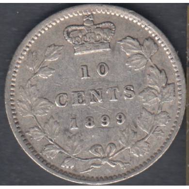 1899 - VF/EF - Large '9' - Canada 10 Cents