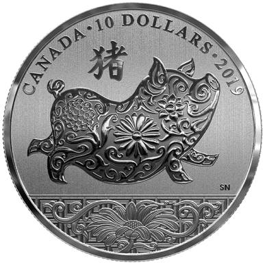 2019 - $10 - 1/2 oz. Pure Silver Coin - Year of the Pig