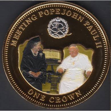 2014 - Proof - One Crown - Queen Elisabeth II - Gold Plated - Meeting Pope John Paul II - Tristan da Cunha