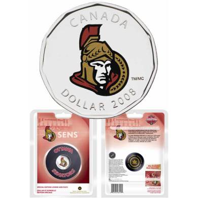 2008 Ottawa Senators Dollar Special Edition Loonie and Puck - $1