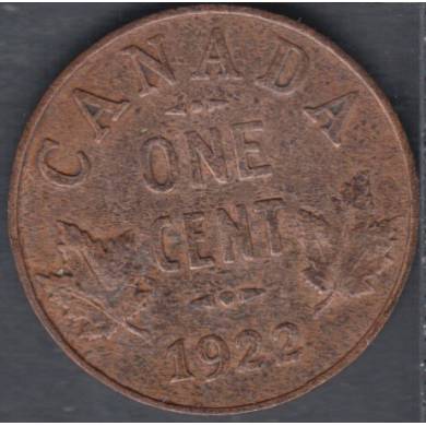 1922 - Fine - Cleaned - Canada Cent