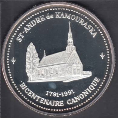 Saint-André-de-Kamouraska -1991 - 1771 - 200e Ann. Paroisse de St-André-de-Kamouraska - $2 Dollar de Commerce - Argent - RARE