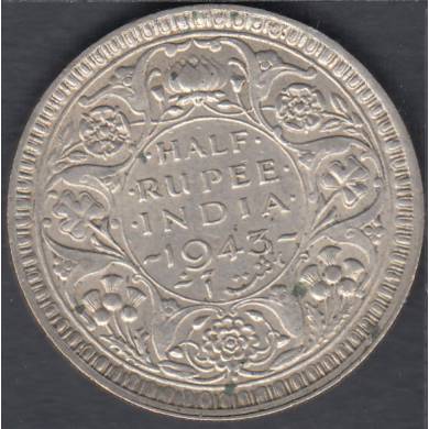 1943 - 1/2 Rupee - EF - India British