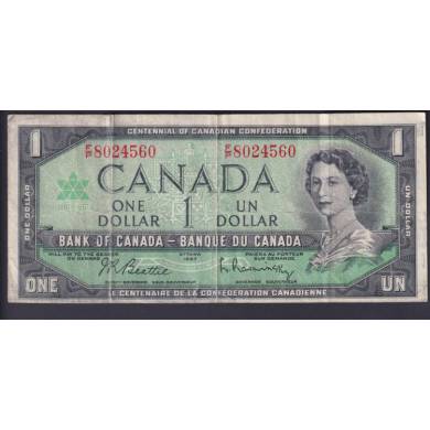 1967 $1 Dollar - Fine - Beattie Rasminsky - Prefix F/P