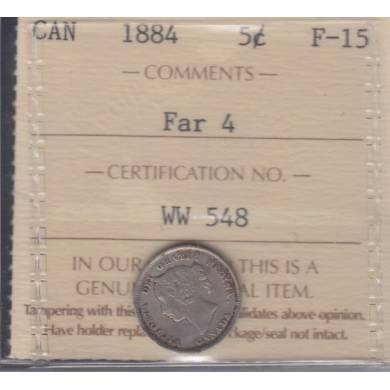 1884 - Far 4 - F 15 - ICCS - Canada 5 Cents