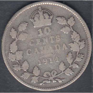 1914 - VG - Scratch - Canada 10 Cents
