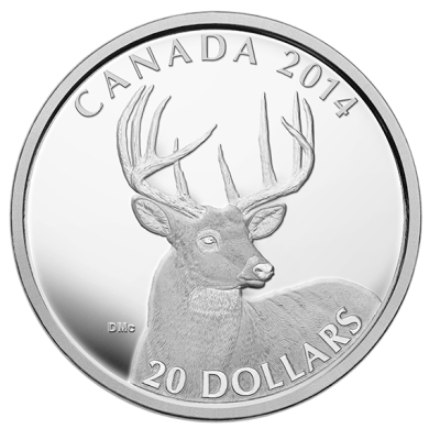 2014 - $20 - 1 oz. Fine Silver - The White-Tailed Deer