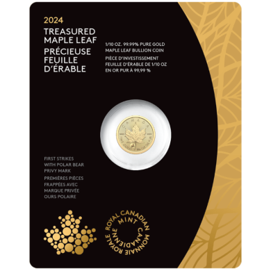 2024 - $5 - 1/10-oz. 99.99% Pure Gold Coin  Treasured Gold Maple Leaf First Strikes: Polar Bear Privy Mark (Premium Bullion)