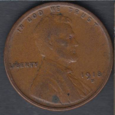 1918 D - Fine - Lincoln Small Cent USA