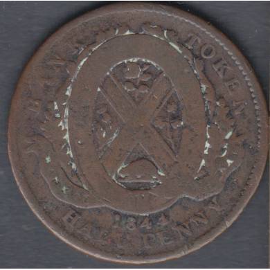 1844 - Half Penny - Token Bank of Montreal - Province of Canada - PC-1B