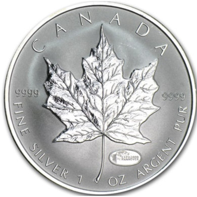 2000 Canada $5 Dollars Maple Leaf 99,99% Fine Silver 1 oz Coin - Expo Hannover Privy Mark *** COIN MAYBE TONED ***