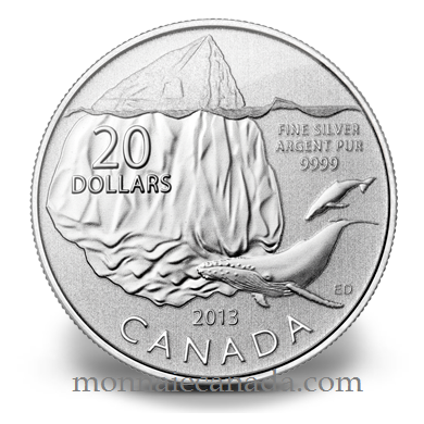 2013 - $20 Dollars Fine Silver Coin - Iceberg and Whale