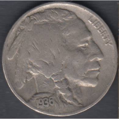 1936 - V G/F - Indian Head - 5 Cents