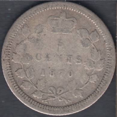 1870 - Good - Flat Rim - Canada 5 Cents