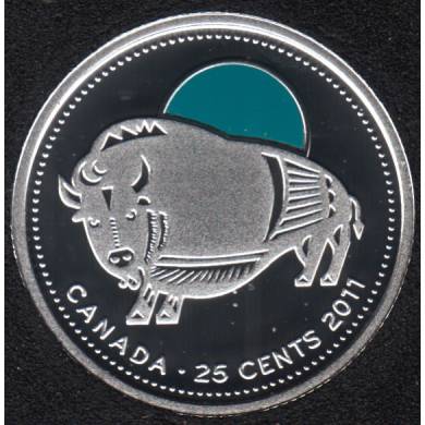 2011 - Proof - Bison Col. - Silver - Canada 25 Cents