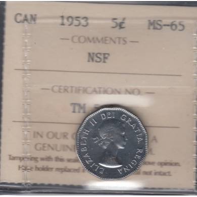 1953 - NSF - MS-65 - ICCS - Canada 5 Cents