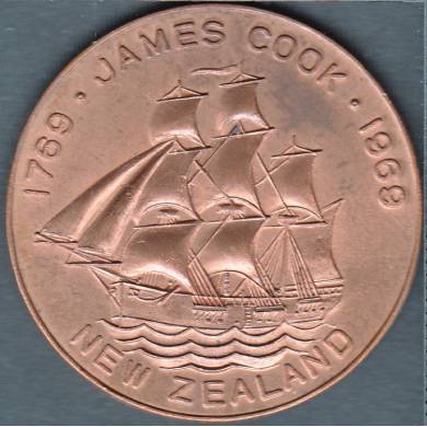 1969 1769 - James Cook - New Zealand - Bi- Centenary - Medal