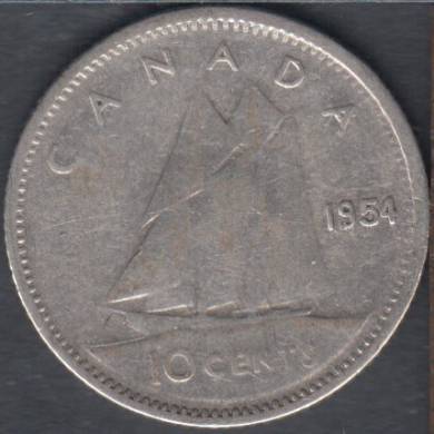 1954 - Fine - Canada 10 Cents