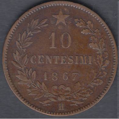 1867 H - 10 Centisimi - Italy