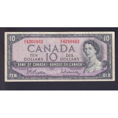 1954 $10 Dollars - VF/EF - Beattie Rasminsky - Prefix K/V