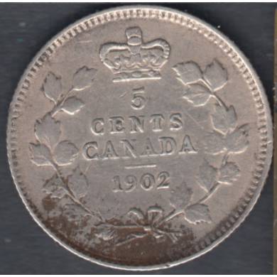1902 - VF - Stained - Canada 5 Cents