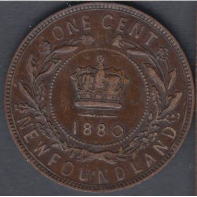 1880 - VF - Wide Low '0' - Large Cent - Newfoundland