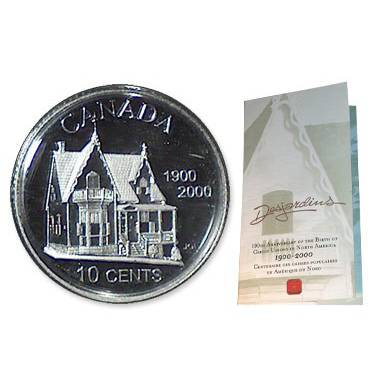 2000 - 10 Cents - Desjardins en Argent Sterling - 100e Ann.