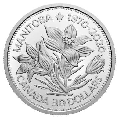 2020 $30 Dollars - 2 oz. Pure Silver Coin - Manitoba 150: United in Celebration