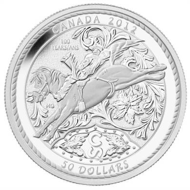 2012 - $50 - 5 oz Fine Silver Coin - 100 Years of the Calgary Stampede
