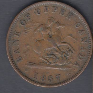 P.C. 1857 Bank of Upper Canada Penny - VF - PC-6D