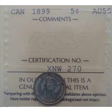1899 - AU 50 - ICCS - Canada 5 Cents