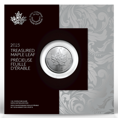 2023 - $5 - 1 oz. 99.99% Pure Silver Coin - Treasured Silver Maple Leaf
