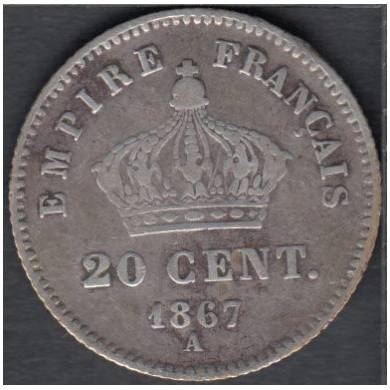 1867 A - 20 Centimes - France
