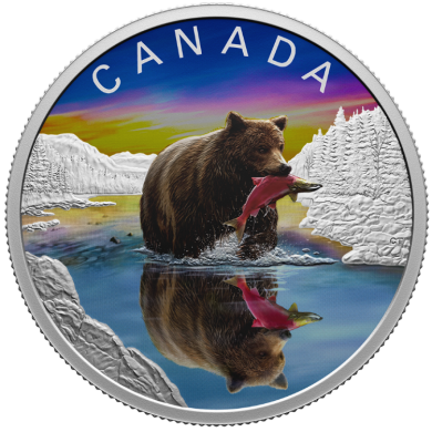 2024 - $20 - Pure Silver Coin  Wildlife Reflections: Grizzly Bear