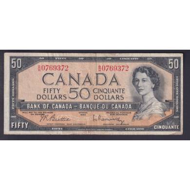 1954 $50 Dollars - Fine - Beattie Rasminsky - Prfixe B/H