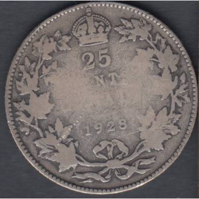 1928 - G/VG - Canada 25 Cents
