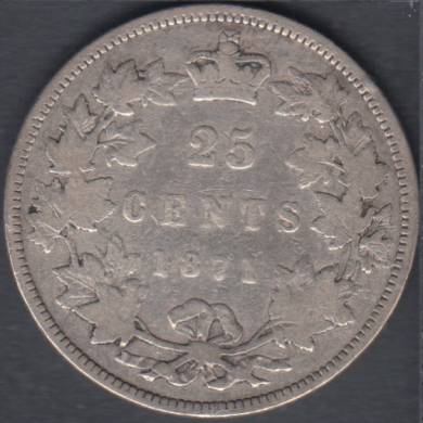 1871 H - G/VG - Canada 25 Cents