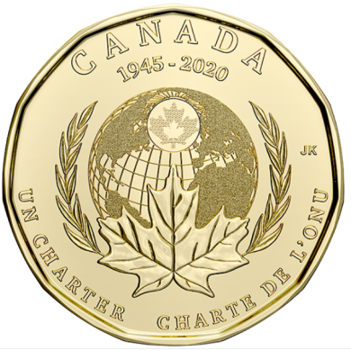 2020 – B.Unc - 75e anniversaire de la signature de la Charte des Nations Unie - Canada Dollar