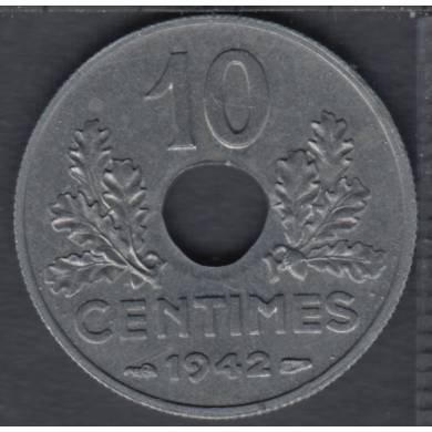 1942 - 10 Centimes - B. Unc - Zinc - France