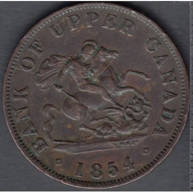 1854 - VF/EF - Bank of Upper Canada - Half Penny Token - PC-5C1