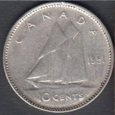1951 - F/VF - Canada 10 Cents