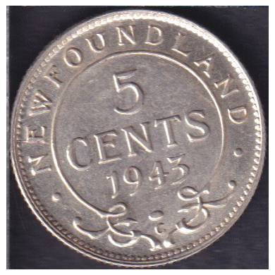 1943 C - UNC - 5 Cents - Terre Neuve