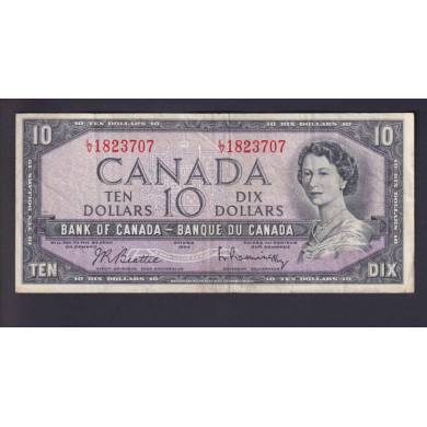 1954 $10 Dollars - VF - Beattie Rasminsky - Prefix L/V