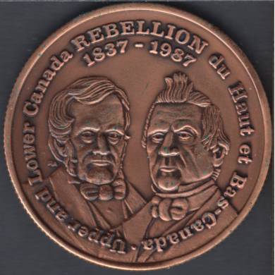 Serge Huard - 1987 - 1837 - Rebellion Haut & Bas Canada - Copper - Trade Dollar