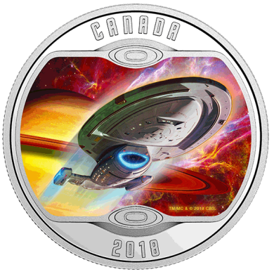 2018 - $10 - Star Trek: U.S.S. Voyager NCC-74656 - Pure Silver Glow-In-The-Dark Coloured Coin