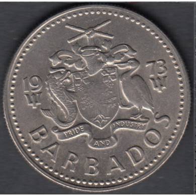 1973 - 25 cents - B. Unc - Barbados