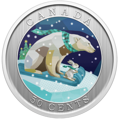 2023 - 50-Cent - Lenticular Coin  Holiday Sledding