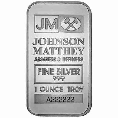 1 oz Johnson Matthey Silver Wafer Bar - TRUST - with serial number - No Tax