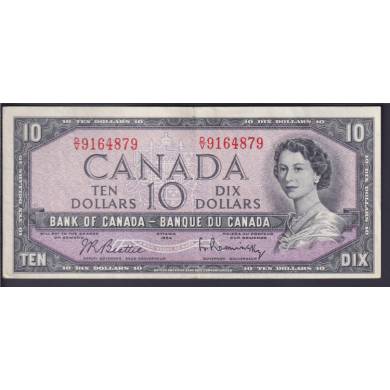1954 $10 Dollars - VF/EF - Beattie Rasminsky - Prefix D/V